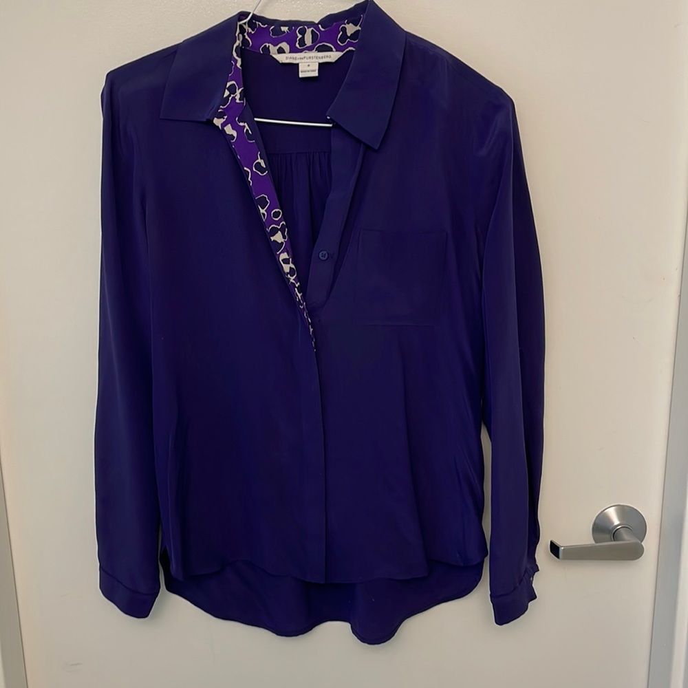 Purple silk Diane Von Furstenberg shirt, size 8